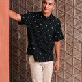 The Embun Collection Men Holiday Shirt in Black Pelita Print - Umbi