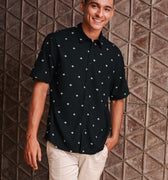The Embun Collection Men Holiday Shirt in Black Pelita Print - Umbi