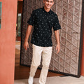 The Embun Collection Men Holiday Shirt in Black Pelita Print - Umbi