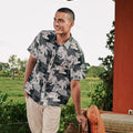The Embun Collection Men Holiday Shirt in Black & White Banjaran Print - Umbi