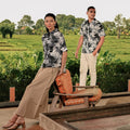 The Embun Collection Men Holiday Shirt in Black & White Banjaran Print - Umbi