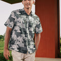 The Embun Collection Men Holiday Shirt in Black & White Banjaran Print - Umbi