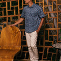 The Embun Collection Men Holiday Shirt in Blue Gemilang Print - Umbi