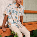 The Embun Collection Men Holiday Shirt in Blue & Olive Banjaran Print - Umbi