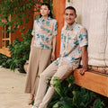 The Embun Collection Men Holiday Shirt in Blue & Olive Banjaran Print - Umbi