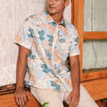 The Embun Collection Men Holiday Shirt in Blue & Olive Banjaran Print - Umbi
