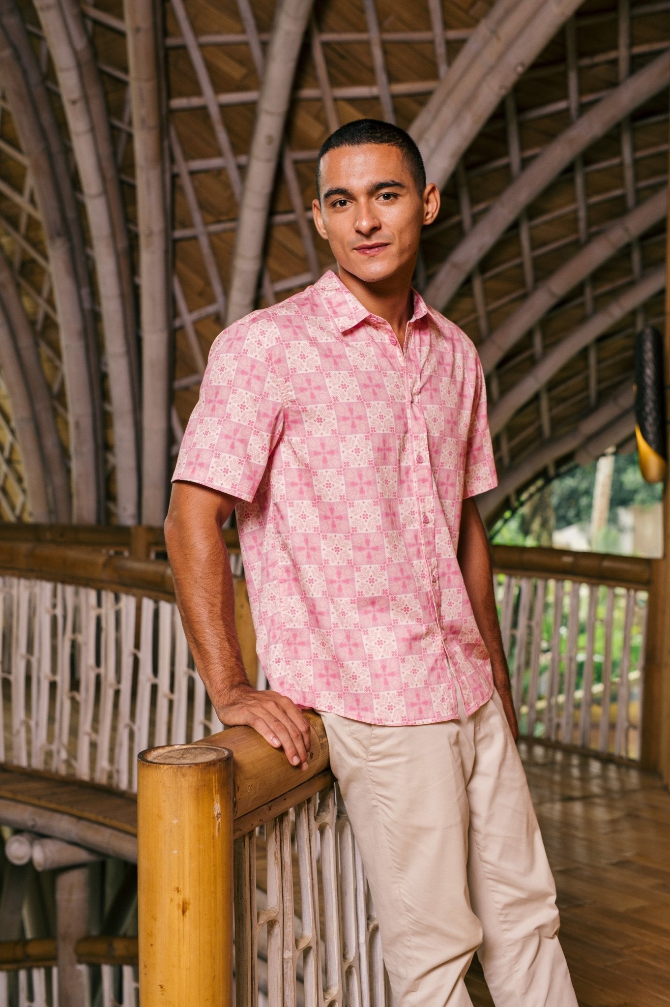 The Embun Collection Men Holiday Shirt in Mawar Print - Umbi
