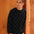 The Embun Collection Men Kurta in Black Pelita Print - Umbi