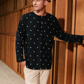 The Embun Collection Men Kurta in Black Pelita Print - Umbi