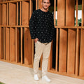 The Embun Collection Men Kurta in Black Pelita Print - Umbi