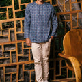 The Embun Collection Men Kurta in Blue Gemilang Print - Umbi