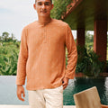 The Embun Collection Men Kurta in Brown Diamond Print - Umbi