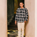The Embun Collection Men Kurta in Checked Black - Umbi