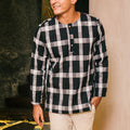 The Embun Collection Men Kurta in Checked Black - Umbi