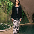 The Embun Collection Women Classic Skirt in Black & White Banjaran Print - Umbi