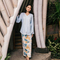 The Embun Collection Women Classic Skirt in Blue & Olive Banjaran Print - Umbi
