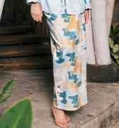 The Embun Collection Women Classic Skirt in Blue & Olive Banjaran Print - Umbi