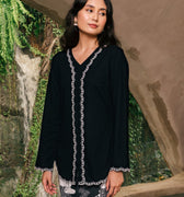 The Embun Collection Women Embroidered Kebaya Top in Black - Umbi