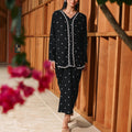 The Embun Collection Women Embroidered Kebaya Top in Black Pelita Print - Umbi