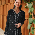 The Embun Collection Women Embroidered Kebaya Top in Black Pelita Print - Umbi