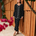 The Embun Collection Women Embroidered Kebaya Top in Black Pelita Print - Umbi