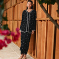 The Embun Collection Women Embroidered Kebaya Top in Black Pelita Print - Umbi