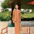 The Embun Collection Women Embroidered Kebaya Top in Brown Diamond Print - Umbi