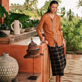 The Embun Collection Women Embroidered Kebaya Top in Brown Diamond Print - Umbi