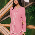 The Embun Collection Women Embroidered Kebaya Top in Lavender Pink - Umbi