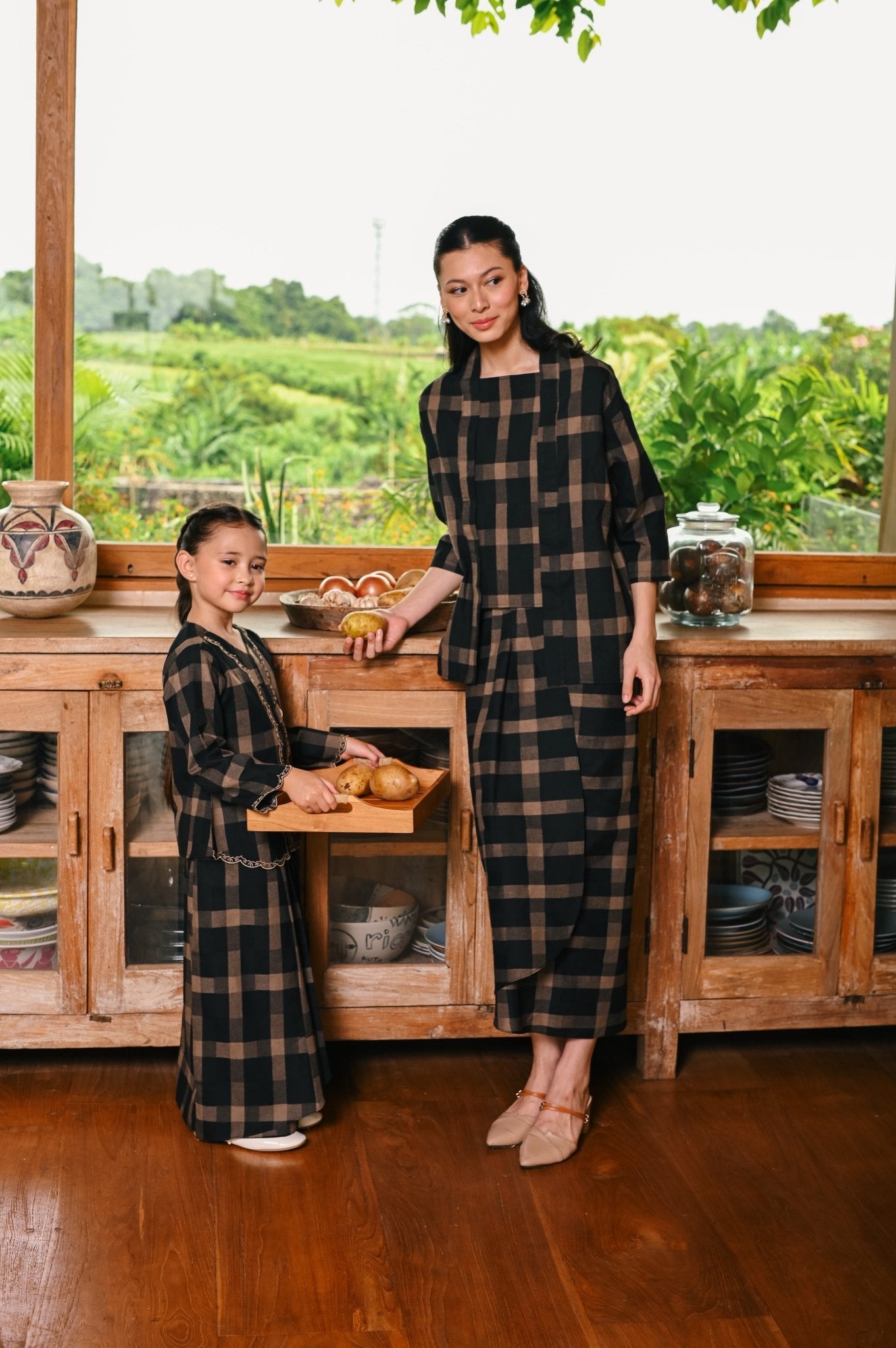 The Embun Collection Women Kebaya 2 - in - 1 in Checked Brown - Umbi