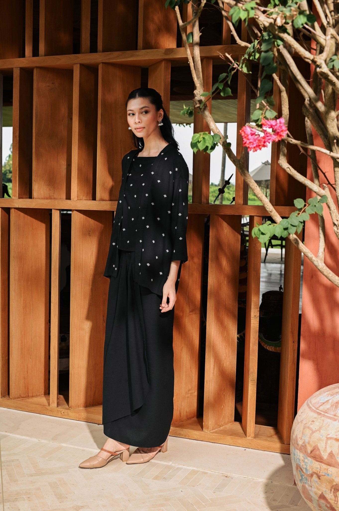 The Embun Collection Women Wrap Skirt in Black - Umbi