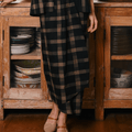 The Embun Collection Women Wrap Skirt in Checked Brown - Umbi