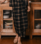The Embun Collection Women Wrap Skirt in Checked Brown - Umbi