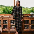 The Embun Collection Women Wrap Skirt in Checked Brown - Umbi