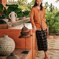 The Embun Collection Women Wrap Skirt in Checked Brown - Umbi