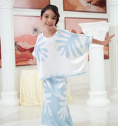 The Galleria Collection Girl Saloma Set In Baby Blue Ivy Print - Umbi