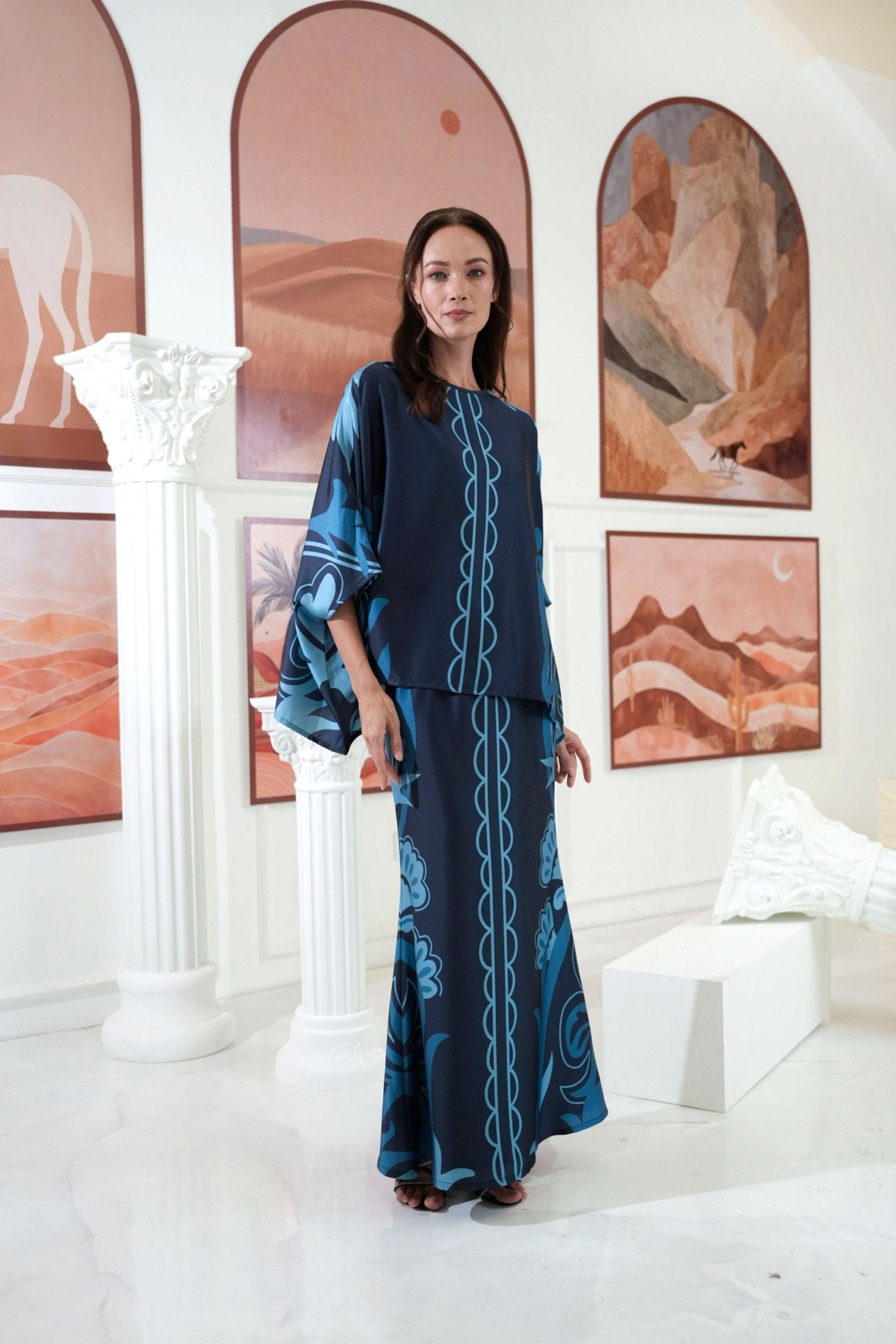 The Galleria Collection Pt.1 Women Saloma Set In Navy Blue Forest Print - Umbi