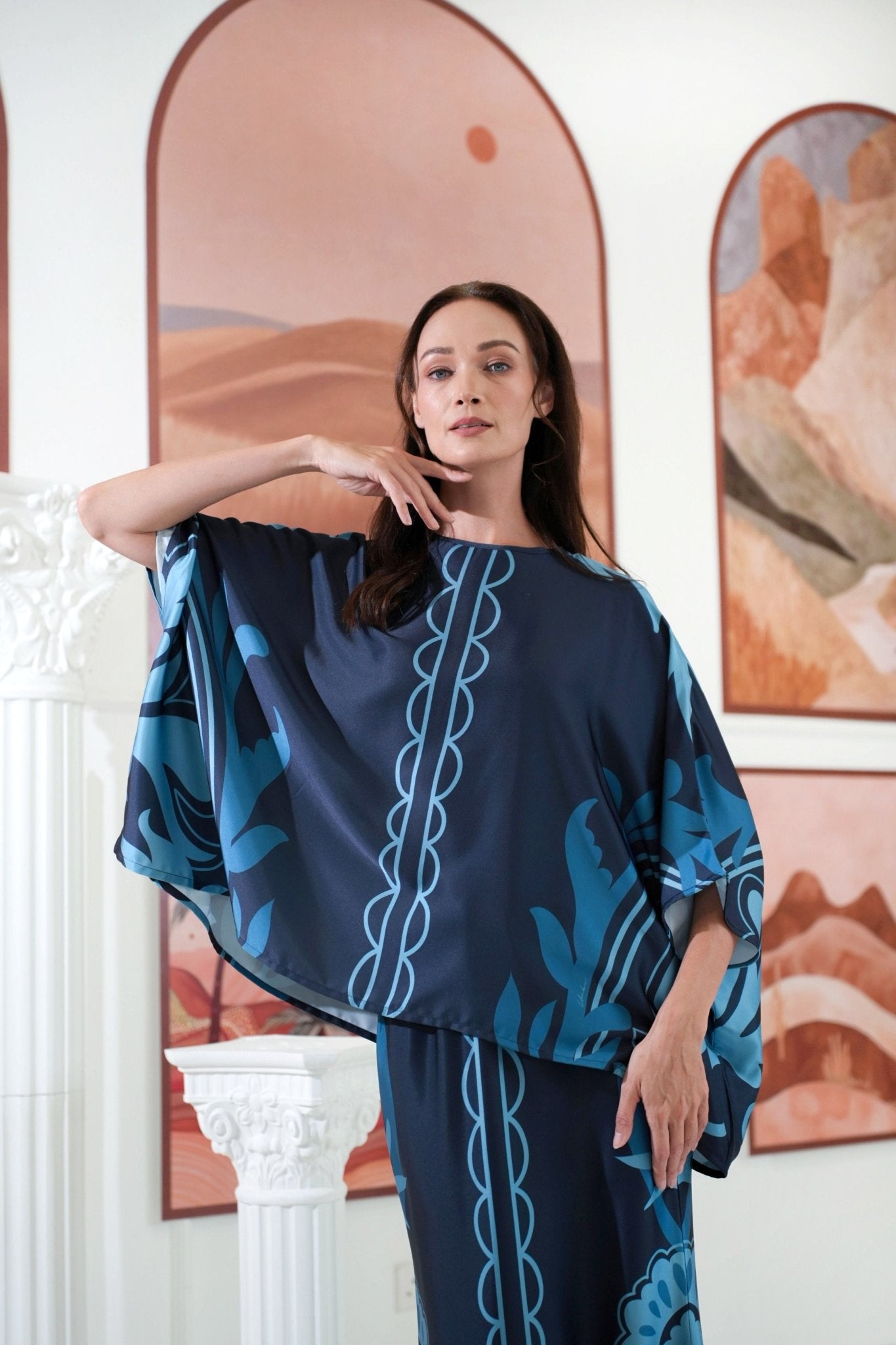 The Galleria Collection Pt.1 Women Saloma Set In Navy Blue Forest Print - Umbi