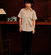 The Huā Collection Boy Holiday Shirt in 韵 Cadence Bamboo Sand - Umbi