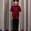 The Huā Collection Boy Holiday Shirt in Maroon - Umbi