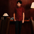 The Huā Collection Boy Holiday Shirt in Maroon - Umbi