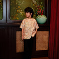 The Huā Collection Boy Short Sleeves Samfu in 蕊 Blossom Jacquard Gold - Umbi