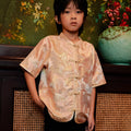 The Huā Collection Boy Short Sleeves Samfu in 蕊 Blossom Jacquard Gold - Umbi