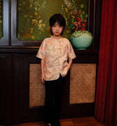 The Huā Collection Boy Short Sleeves Samfu in 蕊 Blossom Jacquard Gold - Umbi