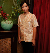 The Huā Collection Boy Short Sleeves Samfu in 蕊 Blossom Jacquard Gold - Umbi