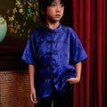 The Huā Collection Boy Short Sleeves Samfu in 韵 Cadence Bamboo Blue - Umbi
