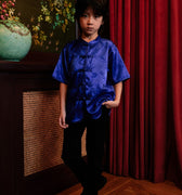 The Huā Collection Boy Short Sleeves Samfu in 韵 Cadence Bamboo Blue - Umbi