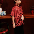 The Huā Collection Boy Short Sleeves Samfu in 韵 Cadence Bamboo Maroon - Umbi