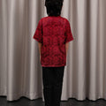 The Huā Collection Boy Short Sleeves Samfu in 韵 Cadence Jacquard Maroon - Umbi