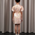 The Huā Collection Girl Puff Sleeves Cheongsam in 蕊 Blossom Jacquard Gold - Umbi
